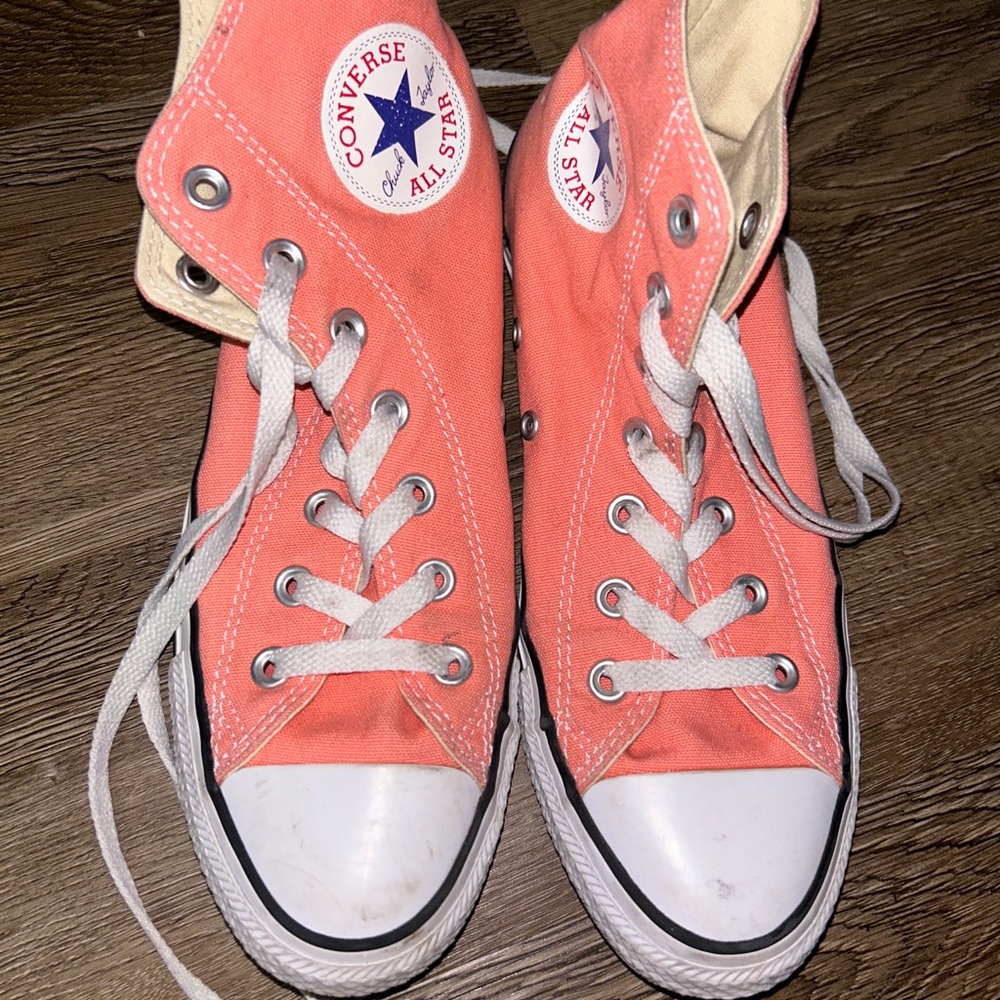 Pink Orange Converse High Tops